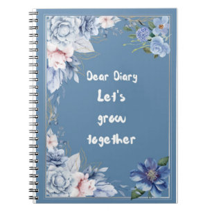 Blumenspiraljournal   Blaue Blumen-Notizbuch Notizblock
