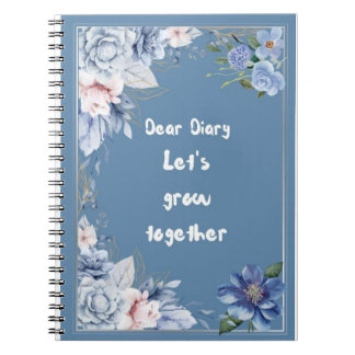 Blumenspiraljournal | Blaue Blumen-Notizbuch Notizblock