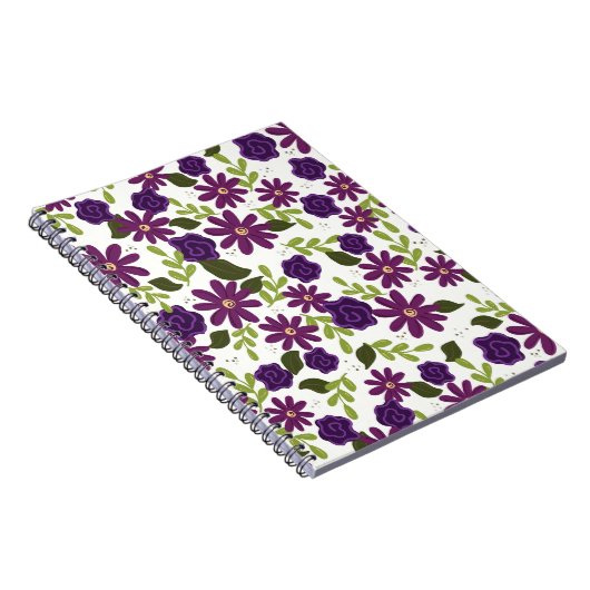 Blumenspiralpapier mit Lila Blooms Notizblock (Rechte Seite)