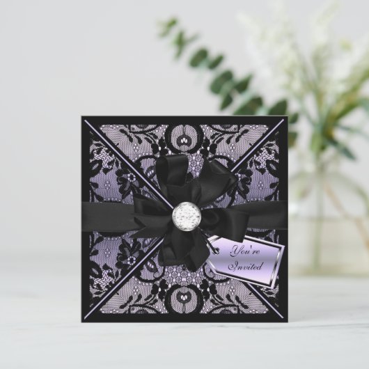 Blumenspitze laden mit Diamant-Bogen ein Einladung (Stehend Vorderseite)