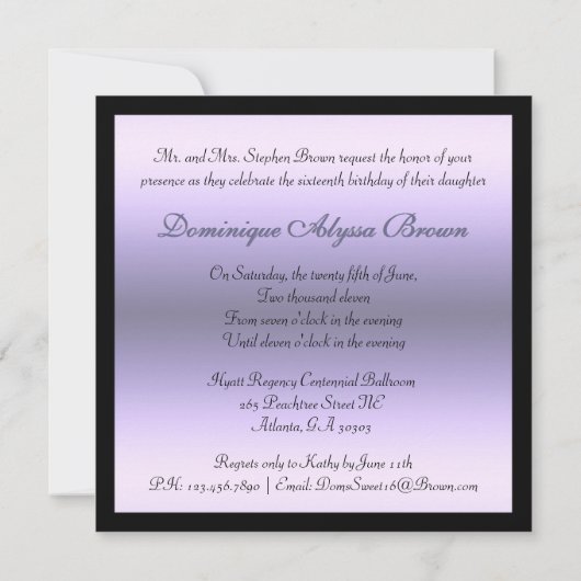 Blumenspitze laden mit Diamant-Bogen ein Einladung (Rückseite)