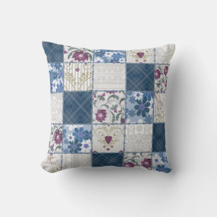 Blumenspitze: Patchwork Nahtloser Hintergrund. Kissen