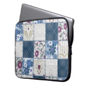 Blumenspitze: Patchwork Nahtloser Hintergrund. Laptopschutzhülle (Vorderseite Links)