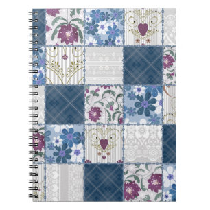 Blumenspitze: Patchwork Nahtloser Hintergrund. Notizblock