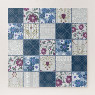 Blumenspitze: Patchwork Nahtloser Hintergrund. Puzzle