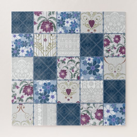 Blumenspitze: Patchwork Nahtloser Hintergrund. Puzzle (Vertikal)