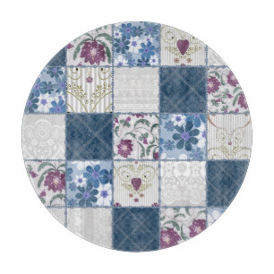 Blumenspitze: Patchwork Nahtloser Hintergrund. Schneidebrett