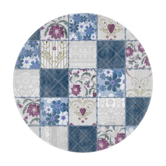 Blumenspitze: Patchwork Nahtloser Hintergrund. Schneidebrett (Vorderseite)