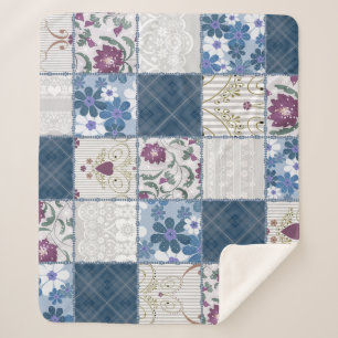 Blumenspitze: Patchwork Nahtloser Hintergrund. Sherpadecke