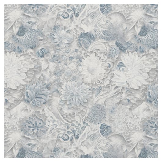 Blumenspitzen Weiße und blaue Muster Stoff (Nahaufnahme)
