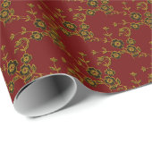 Blumenspray, 1-ROT-GOLD-GIFT-WRAP-PAPIER Geschenkpapier (Rolleneckpunkt)