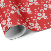 Blumenspray, 1-Rot-Weiß-GIFT-WRAP-PAPIER Geschenkpapier (Rolleneckpunkt)