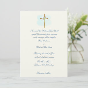 Blumenspray auf Kreuz - individuelle Hochzeitskart Einladung