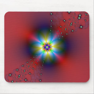 Blumenspray auf rotem Mousepad
