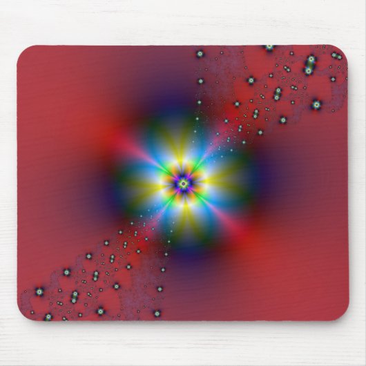 Blumenspray auf rotem Mousepad (Vorne)