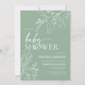 Blumenspülung Green Baby Dusche Einladung (Vorderseite)