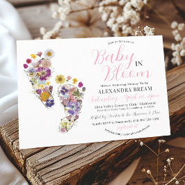 Blumenspuren Pink Baby Girl Dusche Einladung