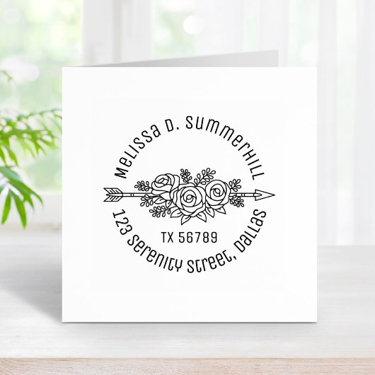 Blumenstamm-Arrow, Blume zur Rose, Rundrede V2 Gummistempel