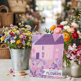 Blumenstand Florist Selbstgezogen Garten Aquarell Sockelschild
