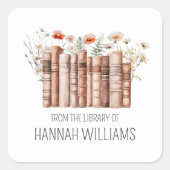 Blumenstapel aus der Bibliothek des Buchzeichens Quadratischer Aufkleber (Vorderseite)