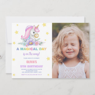 Blumenstars Unicorns Geburtstagsfeierlichkeiten Fo Einladung