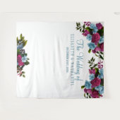 Blumenstaubblauer Hochzeitsstand im Foto Wandteppich (Vorderseite (Horizontal))
