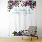 Blumenstaubblauer Hochzeitsstand im Foto Wandteppich (Beispiel)