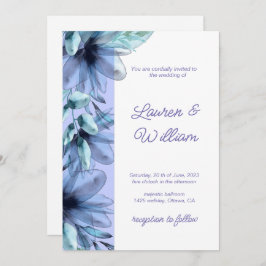 Blumenstaubblauer violetter Hochzeitsinvestit Einladung