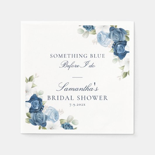 Blumenstäube Blau vor dem Brautparty Papier Serviette (Vorderseite)
