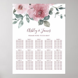 Blumenstäube Rosa Hochzeitstabelle Poster