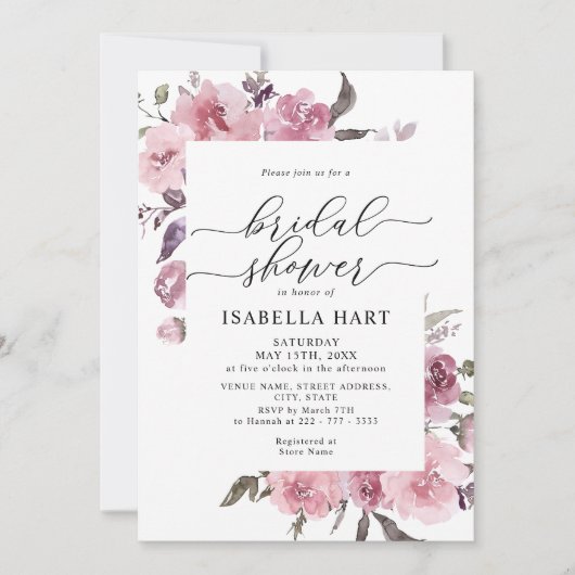 Blumenstäube Rose Rosa Blume Brautparty Einladung (Vorderseite)