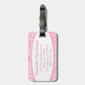 Blumenstaubpatrone, rosa, weiße Gepäckmarke Gepäckanhänger (Rückseite vertikal)
