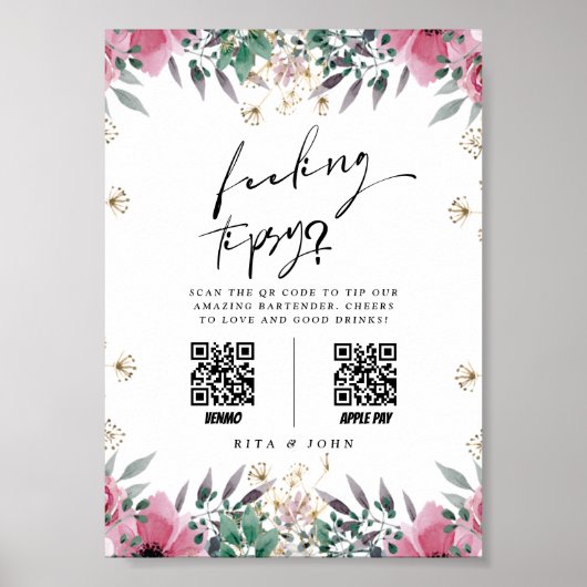 Blumenstempel Tipp Ihr Barkeeper Hochzeitszeichen Poster (Vorne)