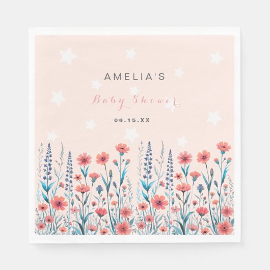 Blumenstern-Babyduschpapier Serviette (Vorderseite)