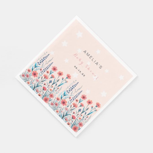 Blumenstern-Babyduschpapier Serviette (Ecke)