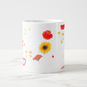 Blumenstern & Herz-Tasse - Helle Sonnenblumen & Ro Jumbo-Tasse