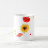 Blumenstern & Herz-Tasse - Helle Sonnenblumen & Ro Kaffeetasse (Mittel)
