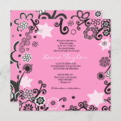 Blumenstern-jüdisches Baby, das Einladungs-Rosa Einladung (Vorne/Hinten)