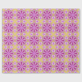 Blumensterne Fuchsirosa gelbes Muster giftpapier Geschenkpapier (Flach)