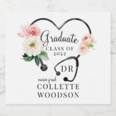 Blumenstethoskop-Doktor Schaumweinetikett (Einzelnes Label)