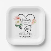 Blumenstethoskop Nurse Grad Klasse 2022 Party Pap Pappteller (Vorderseite)