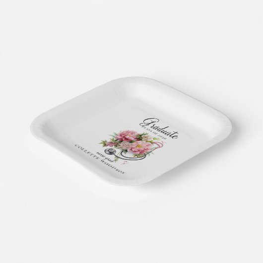 Blumenstethoskop Nurse Grad Klasse 20XX Pappteller (Gewinkelt)
