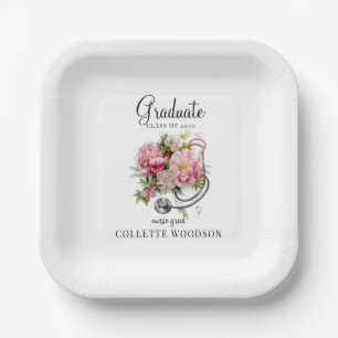 Blumenstethoskop Nurse Grad Klasse 20XX Pappteller