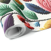Blumenstickerei Geschenkpapier (Rolleneckpunkt)