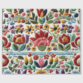 Blumenstickerei Geschenkpapier (Flach)