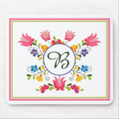Blumenstickerei Monogramm-Mauspad Mousepad (Vorne)