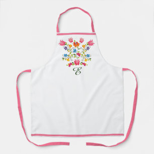 Blumenstickerei-Monogramm Schürze