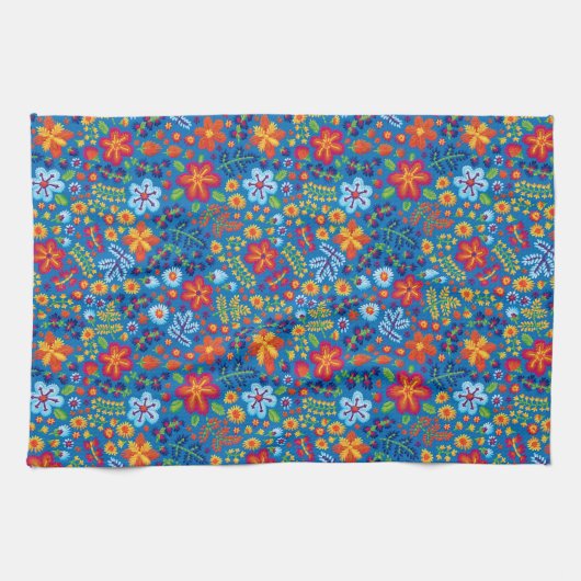 Blumenstickerei-Muster Geschirrtuch (Horizontal)