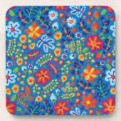 Blumenstickerei-Muster Getränkeuntersetzer (Vorderseite)