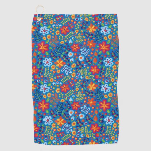 Blumenstickerei-Muster Golfhandtuch (Vorderseite)